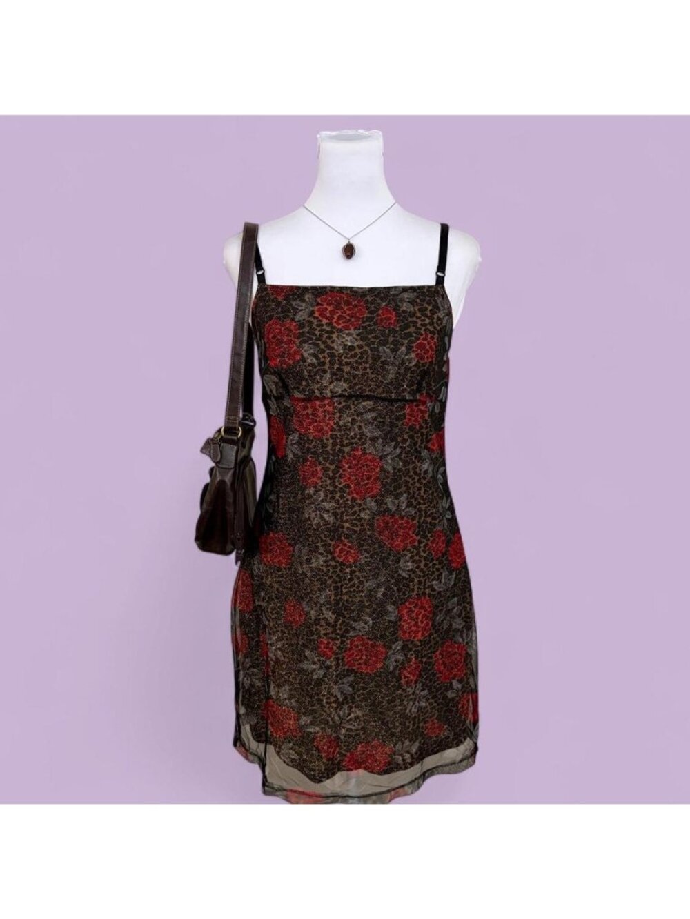 90s rose cheetah mcbling dress